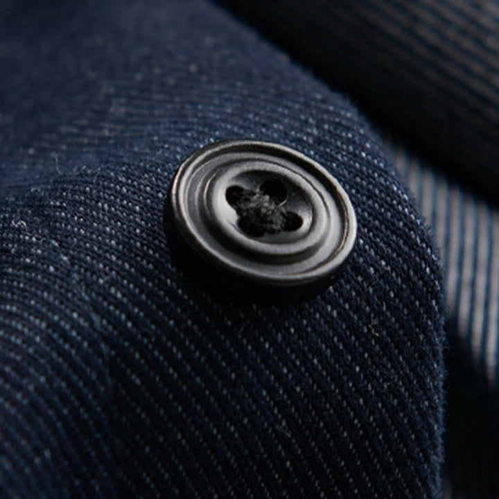 Camicia da uomo in cotone a maniche lunghe con colletto rialzato e bottoni , Buddha Stones Fall Solid - image 8