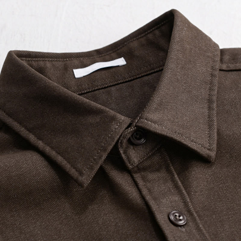 Camicia da uomo in cotone a maniche lunghe con colletto rialzato e bottoni , Buddha Stones Fall Solid - image 1