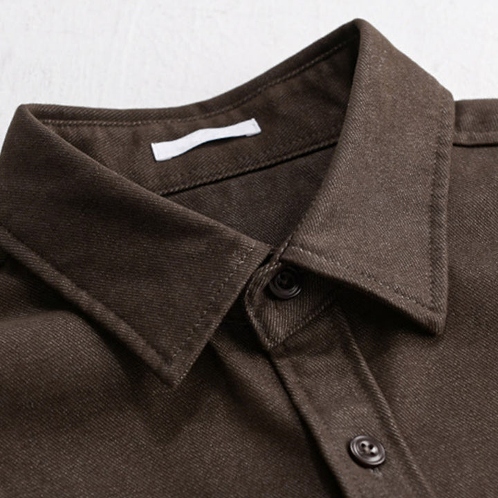 Camicia da uomo in cotone a maniche lunghe con colletto rialzato e bottoni , Buddha Stones Fall Solid - image 1