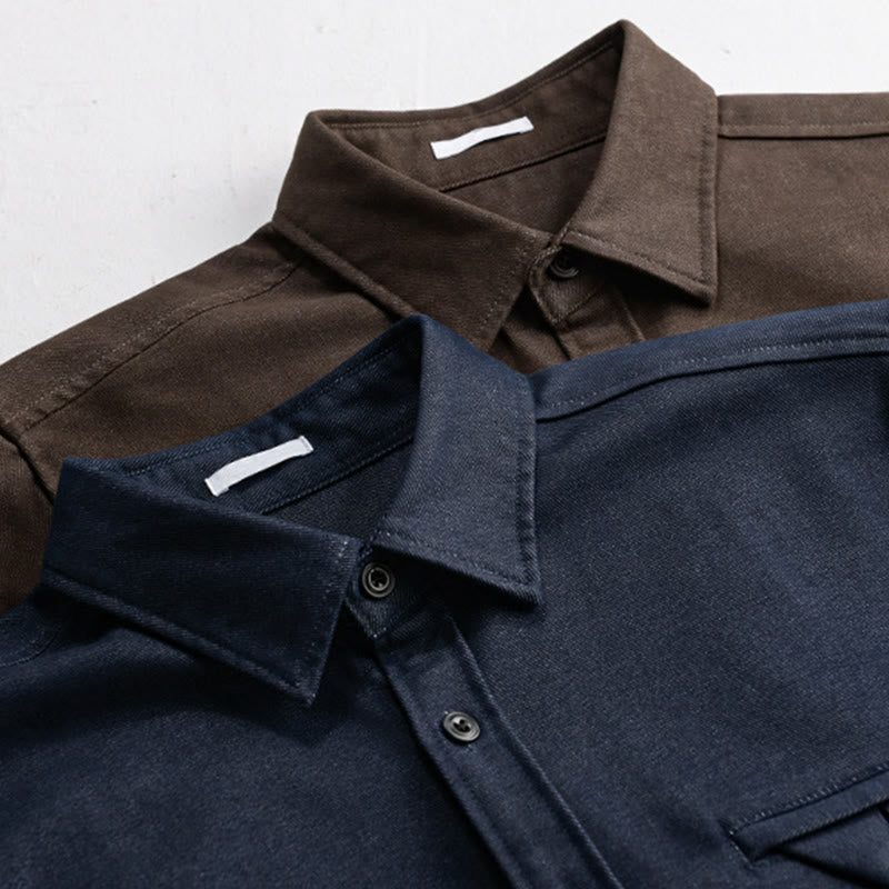 Camicia da uomo in cotone a maniche lunghe con colletto rialzato e bottoni , Buddha Stones Fall Solid - image 11