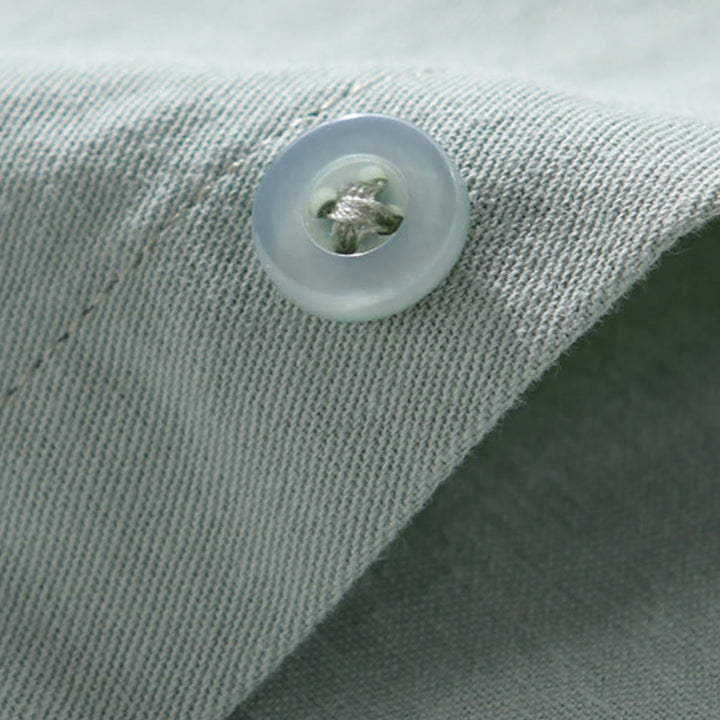 Camicia da uomo in cotone con colletto alla coreana, manica lunga, casual, tinta unita, con bottoni e tasca decorativa, Buddha Stones - image 4