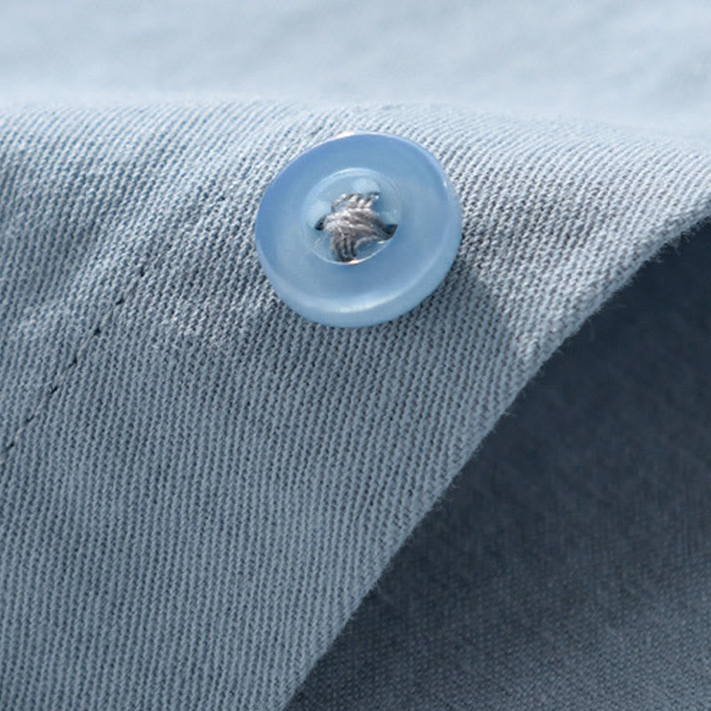 Camicia da uomo in cotone con colletto alla coreana, manica lunga, casual, tinta unita, con bottoni e tasca decorativa, Buddha Stones - image 9