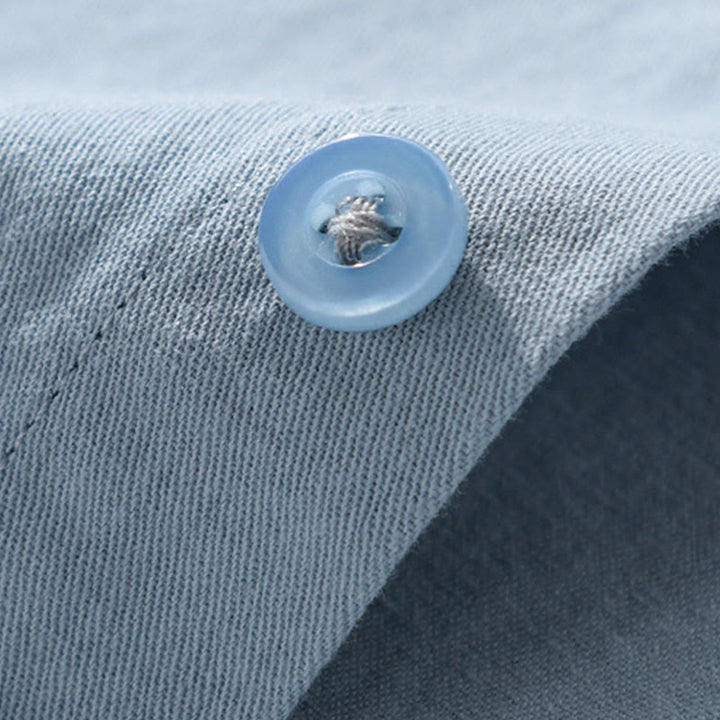 Camicia da uomo in cotone con colletto alla coreana, manica lunga, casual, tinta unita, con bottoni e tasca decorativa, Buddha Stones - image 9