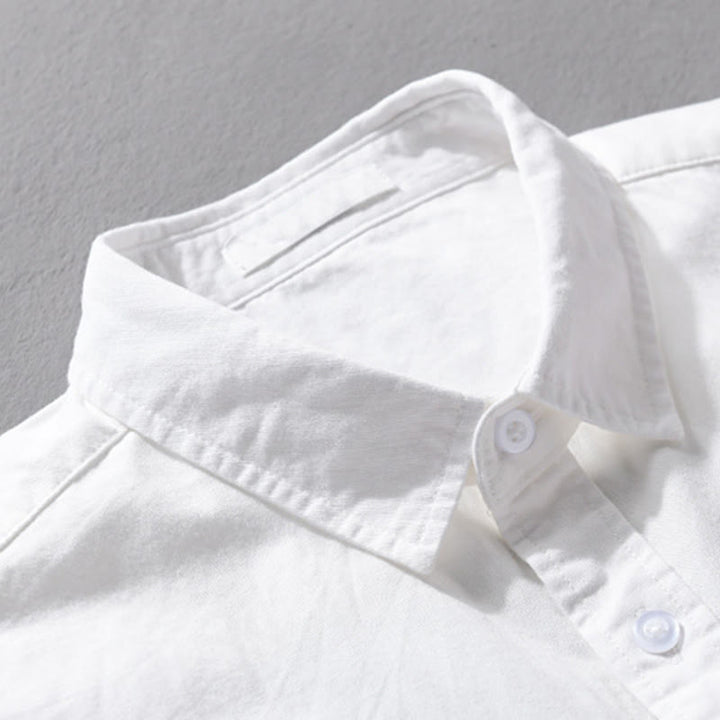 Camicia da uomo in cotone con colletto alla coreana, manica lunga, casual, tinta unita, con bottoni e tasca decorativa, Buddha Stones - image 21