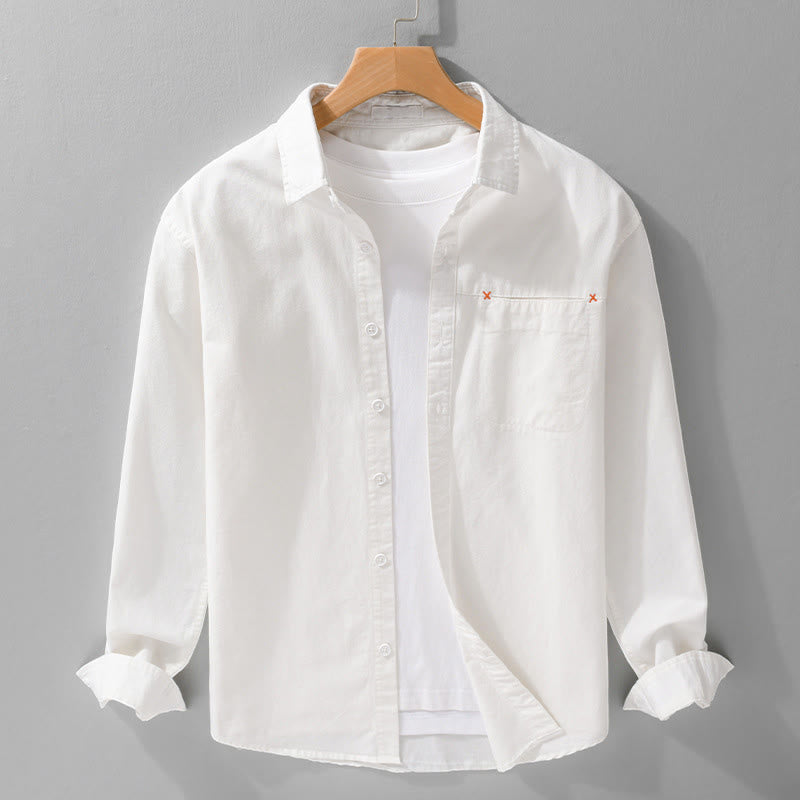 Camicia da uomo in cotone a maniche lunghe con colletto rialzato, con bottoni decorativi e tasca abbottonata, modello Buddha Stones Spring Solid - Bianco - US/UK/AU42, EU52 (3XL) - image 18