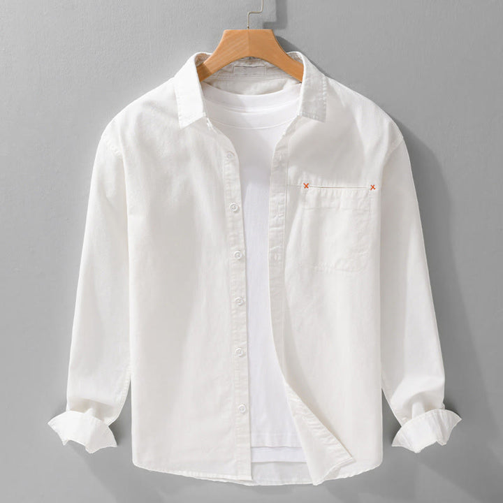 Camicia da uomo in cotone a maniche lunghe con colletto rialzato, con bottoni decorativi e tasca abbottonata, modello Buddha Stones Spring Solid - Bianco - US/UK/AU42, EU52 (3XL) - image 18