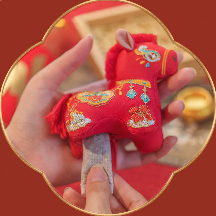 Decorazione da appendere con ricamo in filo rosso dell'anno del cavallo , Buddha Stones - image 3
