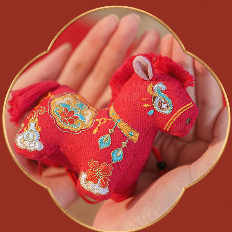 Decorazione da appendere con ricamo in filo rosso dell'anno del cavallo , Buddha Stones - image 2