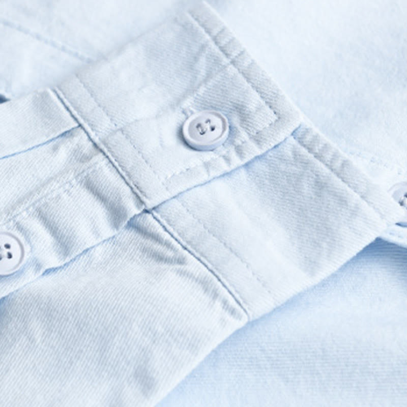 Camicia da uomo in cotone a maniche lunghe con colletto rialzato, con bottoni decorativi e tasca abbottonata, modello Buddha Stones Spring Solid - image 3