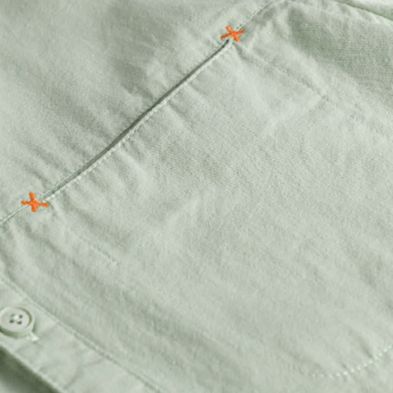 Camicia da uomo in cotone a maniche lunghe con colletto rialzato, con bottoni decorativi e tasca abbottonata, modello Buddha Stones Spring Solid - image 7