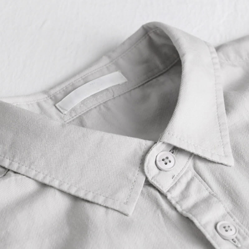 Camicia da uomo in cotone a maniche lunghe con colletto rialzato, con bottoni decorativi e tasca abbottonata, modello Buddha Stones Spring Solid - image 12