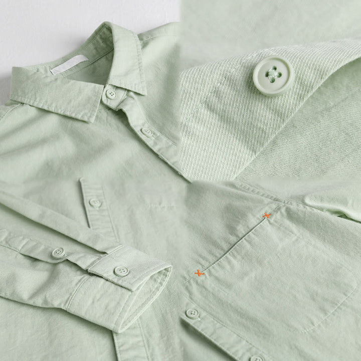 Camicia da uomo in cotone a maniche lunghe con colletto rialzato, con bottoni decorativi e tasca abbottonata, modello Buddha Stones Spring Solid - image 10