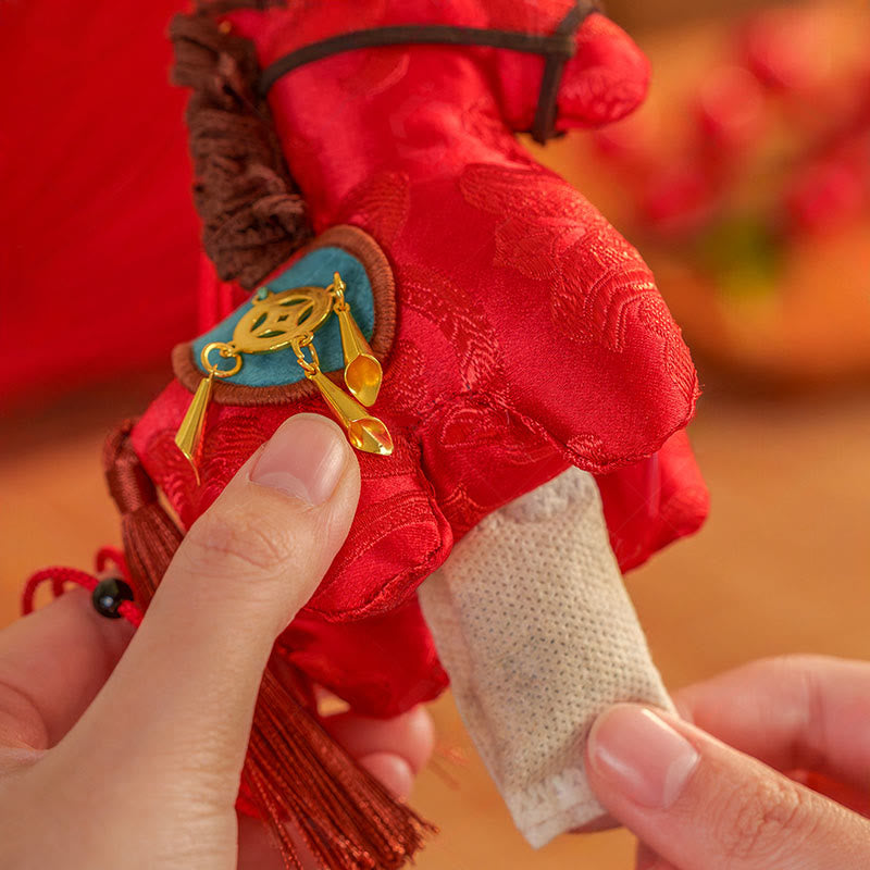 Buddha Stones Anno del Cavallo Ricamo con filo rosso Libertà Decorazione da appendere - image 5
