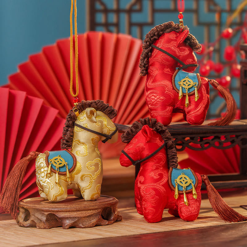 Buddha Stones Anno del Cavallo Ricamo con filo rosso Libertà Decorazione da appendere - image 14