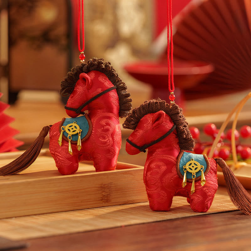 Buddha Stones Anno del Cavallo Ricamo con filo rosso Libertà Decorazione da appendere - image 12