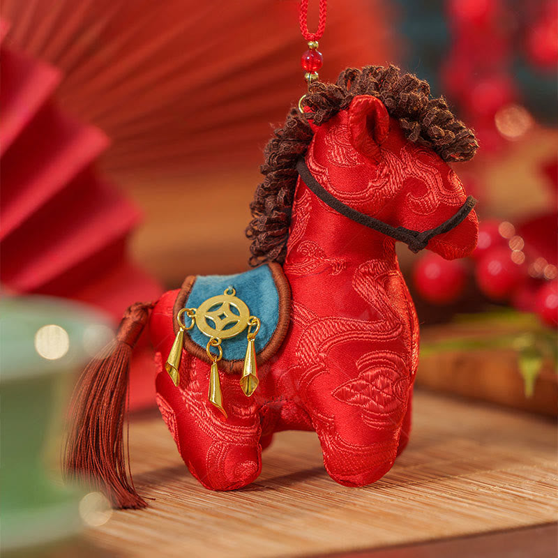 Buddha Stones Anno del Cavallo Ricamo con filo rosso Libertà Decorazione da appendere - image 1