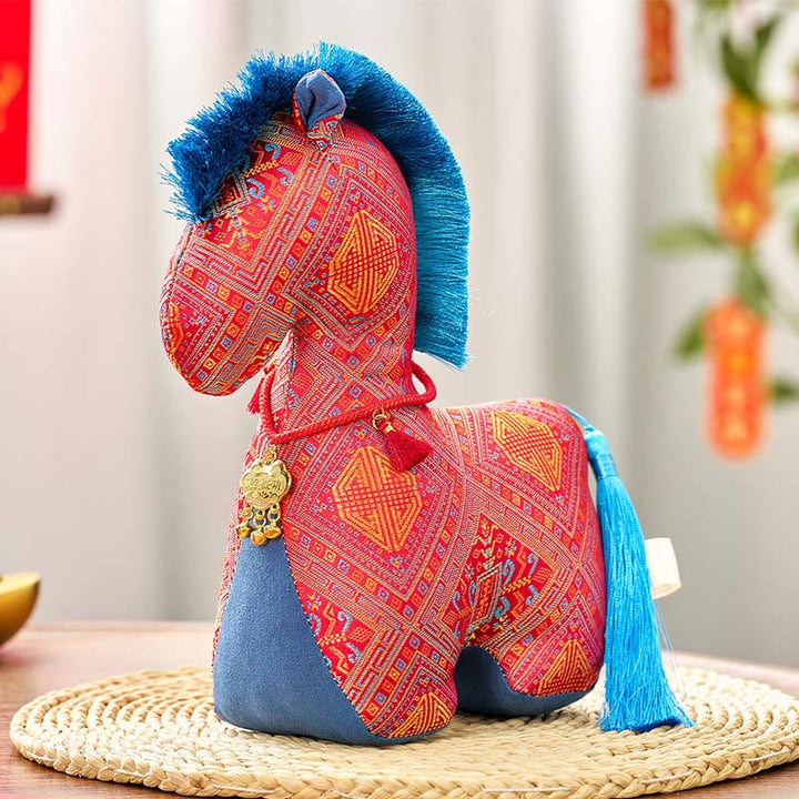 Decorazione con nappa in lingotto ricamato con filo rosso, anno del cavallo, Buddha Stones - Cavallo rosso - 25*20 cm - image 3