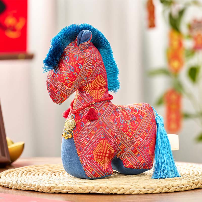 Decorazione con nappa in lingotto ricamato con filo rosso, anno del cavallo, Buddha Stones - Cavallo Rosso - 20*17 cm - image 2