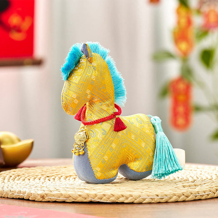 Decorazione con nappa in lingotto ricamato con filo rosso, anno del cavallo, Buddha Stones - Cavallo giallo - 16*12 cm - image 8