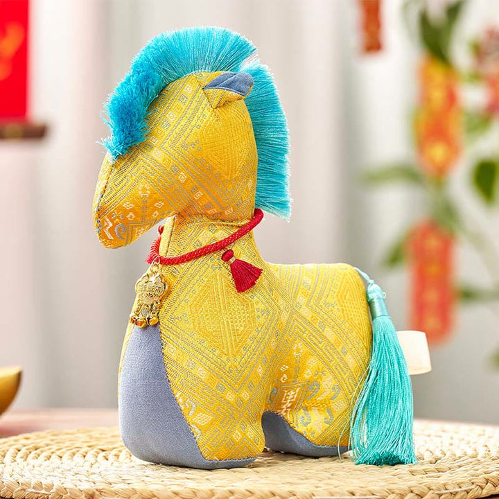 Decorazione con nappa in lingotto ricamato con filo rosso, anno del cavallo, Buddha Stones - Cavallo giallo - 25*20 cm - image 10