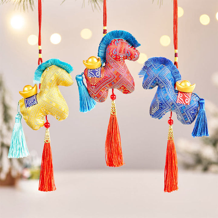 Decorazione con nappa in lingotto ricamato con filo rosso, anno del cavallo, Buddha Stones - image 21