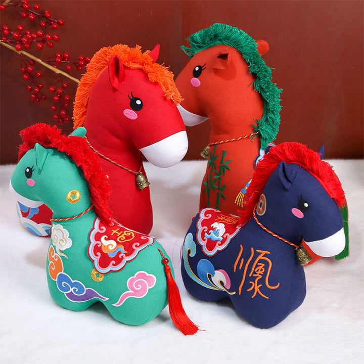 Buddha Stones Anno del Cavallo Rame Rosso Filo Carattere Fu Ricamo Prosperità Decorazione per la casa - image 36