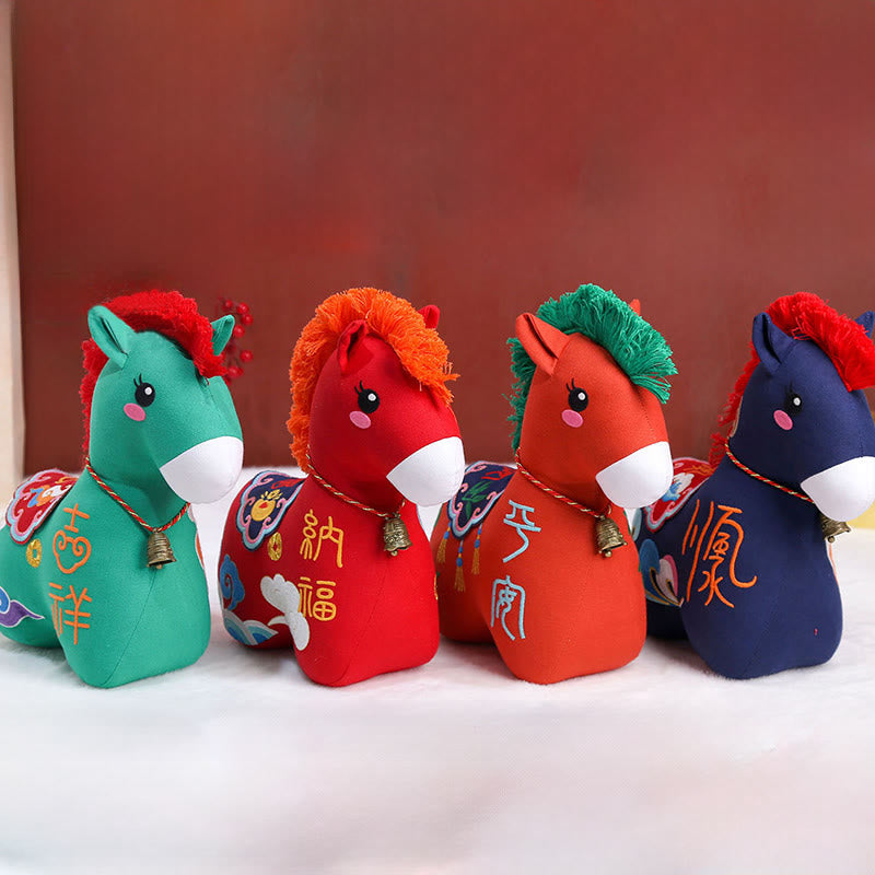 Buddha Stones Anno del Cavallo Rame Rosso Filo Carattere Fu Ricamo Prosperità Decorazione per la casa - image 35