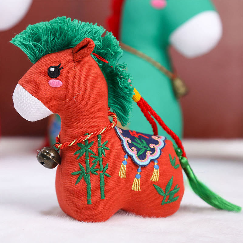 Buddha Stones Anno del Cavallo Rame Rosso Filo Carattere Fu Ricamo Prosperità Decorazione per la casa - image 6