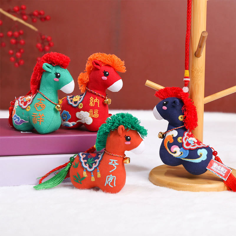 Buddha Stones Anno del Cavallo Rame Rosso Filo Carattere Fu Ricamo Prosperità Decorazione per la casa - image 39