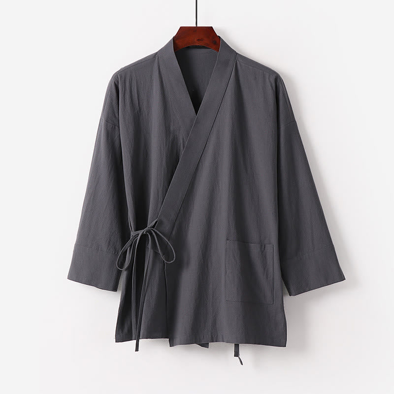 Set di 2 pezzi di kimono in cotone con lacci, pantaloni larghi alla caviglia e tasche, da meditazione per uomo, Buddha Stones - image 2