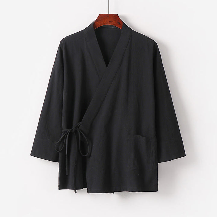 Set di 2 pezzi di kimono in cotone con lacci, pantaloni larghi alla caviglia e tasche, da meditazione per uomo, Buddha Stones - image 6