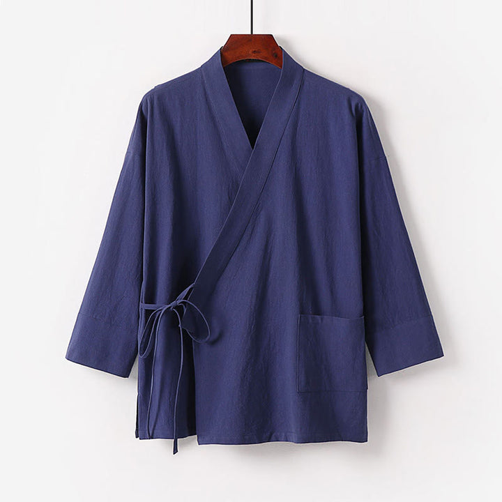 Set di 2 pezzi di kimono in cotone con lacci, pantaloni larghi alla caviglia e tasche, da meditazione per uomo, Buddha Stones - image 10