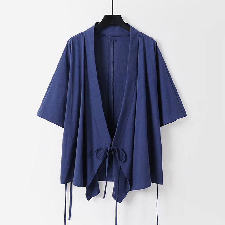 Set di 2 pezzi Buddha Stones, kimono in cotone con coulisse, pantaloni con tasche e maniche a tre quarti, per meditazione da uomo - image 8