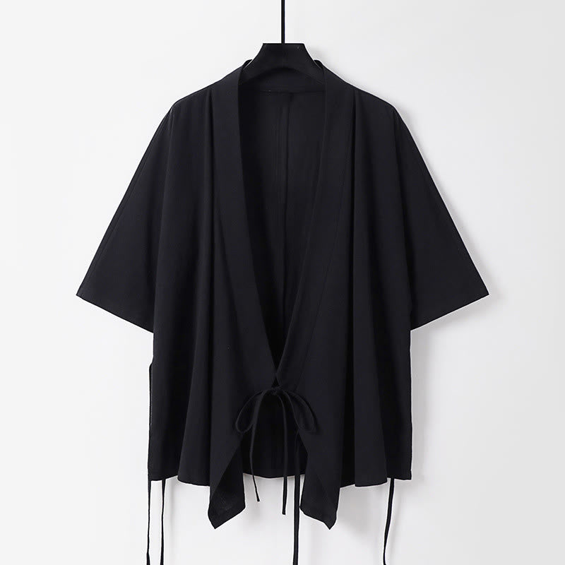 Set di 2 pezzi Buddha Stones, kimono in cotone con coulisse, pantaloni con tasche e maniche a tre quarti, per meditazione da uomo - image 5