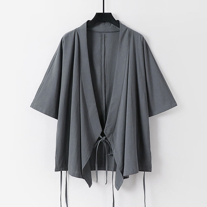 Set di 2 pezzi Buddha Stones, kimono in cotone con coulisse, pantaloni con tasche e maniche a tre quarti, per meditazione da uomo - image 1