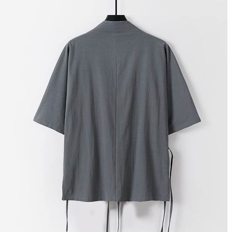 Set di 2 pezzi Buddha Stones, kimono in cotone con coulisse, pantaloni con tasche e maniche a tre quarti, per meditazione da uomo - image 2