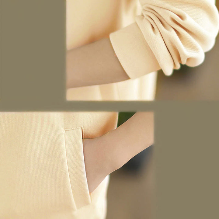 Felpa da donna in cotone a maniche lunghe con colletto rialzato e bottoni, modello Buddha Stones Fall Solid - image 19