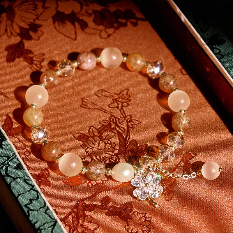 Bracciale con bilanciere in quarzo rutilato, ametista, citrino, quadrifoglio e quarzo fragola verde Buddha Stones - Quarzo rutilato (circonferenza del polso: 15-17 cm) - image 18