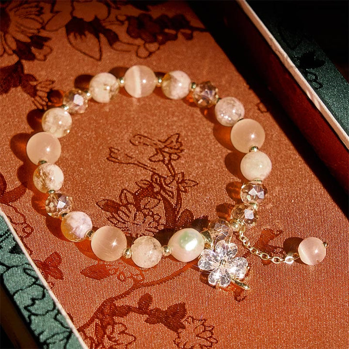 Bracciale con bilanciere in quarzo rutilato, ametista, citrino, quadrifoglio e quarzo fragola verde Buddha Stones - Citrino (circonferenza del polso: 15-17 cm) - image 8