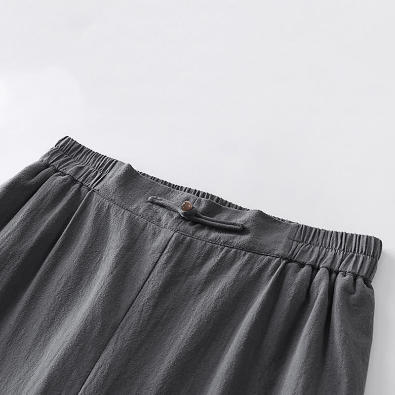 Pantaloni da uomo alla caviglia in cotone e lino con tasche , Buddha Stones Summer, a gamba dritta - image 6