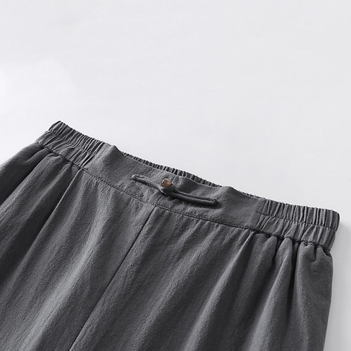 Pantaloni da uomo alla caviglia in cotone e lino con tasche , Buddha Stones Summer, a gamba dritta - image 6