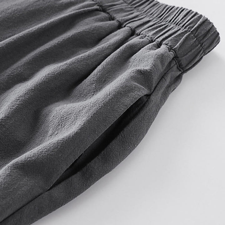 Pantaloni da uomo alla caviglia in cotone e lino con tasche , Buddha Stones Summer, a gamba dritta - image 5