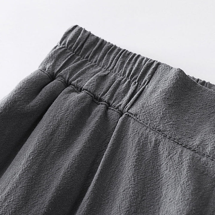 Pantaloni da uomo alla caviglia in cotone e lino con tasche , Buddha Stones Summer, a gamba dritta - image 3