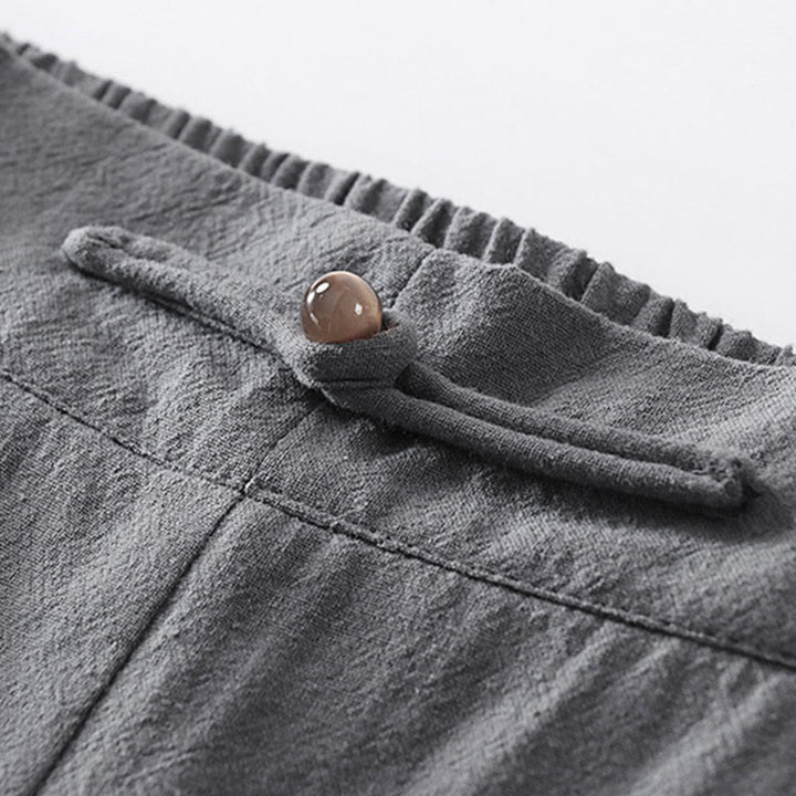 Pantaloni da uomo alla caviglia in cotone e lino con tasche , Buddha Stones Summer, a gamba dritta - image 4