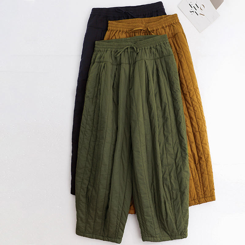 Pantaloni harem da donna in cotone con tasche e design a tinta unita invernale Buddha Stones - image 37
