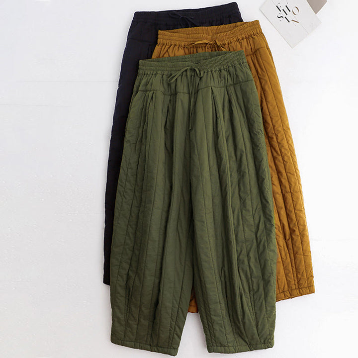 Pantaloni harem da donna in cotone con tasche e design a tinta unita invernale Buddha Stones - image 37