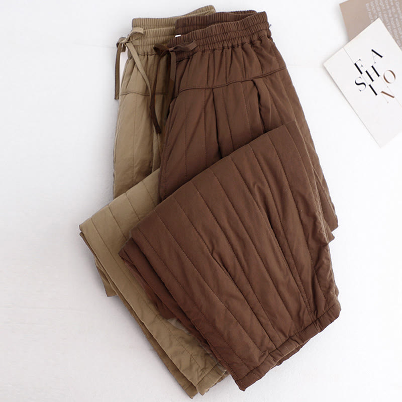 Pantaloni harem da donna in cotone con tasche e design a tinta unita invernale Buddha Stones - image 36