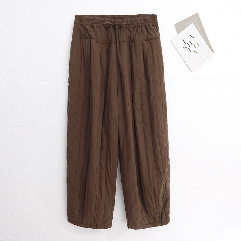 Pantaloni harem da donna in cotone con tasche e design a tinta unita invernale Buddha Stones - Marrone sella - US8-10, UK/AU12-14, EU40-42 (2XL) - image 14