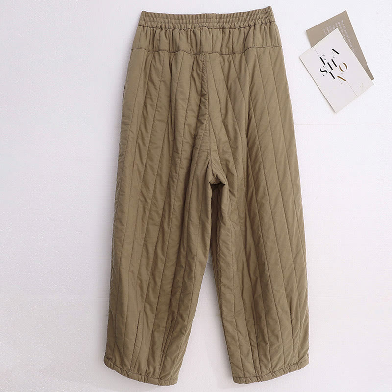 Pantaloni harem da donna in cotone con tasche e design a tinta unita invernale Buddha Stones - image 1