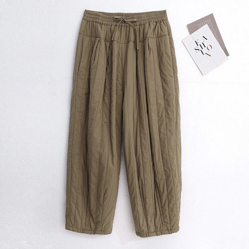 Pantaloni harem da donna in cotone con tasche e design a tinta unita invernale Buddha Stones - Tan - US8-10, UK/AU12-14, EU40-42 (2XL) - image 0